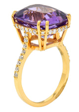 Amethyst Diamond 20 Karat Rose Gold Cocktail RingRing - Wilson's Estate Jewelry