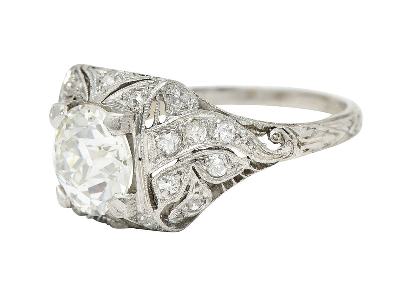 Art Deco 2.03 CTW Diamond Platinum Foliate Engagement RingRing - Wilson's Estate Jewelry