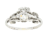 Edwardian 2.07 CTW Old European Cut Diamond Platinum Floral Antique Engagement Ring GIA Wilson's Estate Jewelry