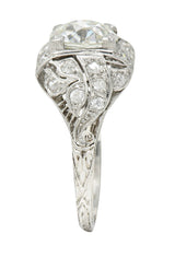 Art Deco 2.03 CTW Diamond Platinum Foliate Engagement RingRing - Wilson's Estate Jewelry