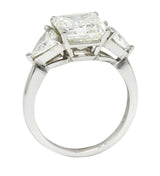 Mid-Century 3.70 CTW Emerald Cut Diamond Platinum Engagement Ring GIARing - Wilson's Estate Jewelry