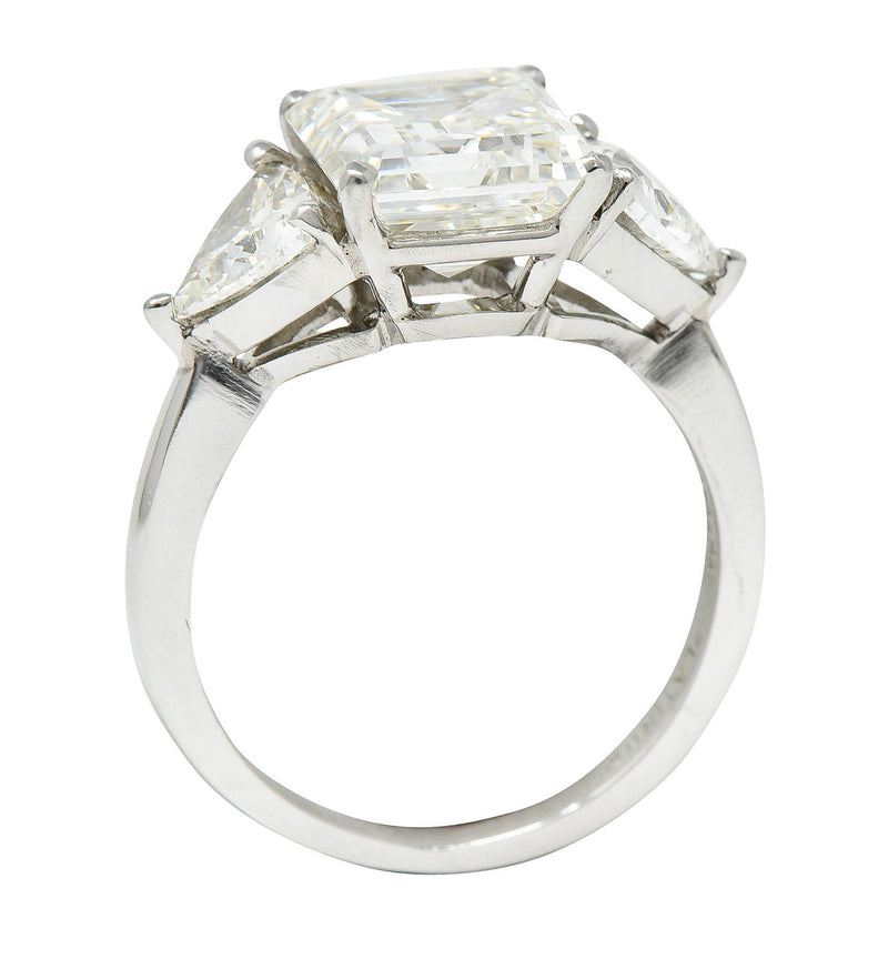 Mid-Century 3.70 CTW Emerald Cut Diamond Platinum Engagement Ring GIARing - Wilson's Estate Jewelry