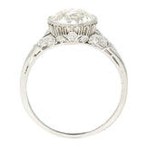 Edwardian 2.77 CTW Old European Diamond Platinum Bezel Antique Engagement Ring Wilson's Estate Jewelry