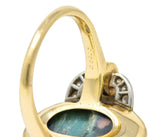 Retro Black Opal Diamond 14 Karat Gold Platinum Buckle RingRing - Wilson's Estate Jewelry