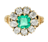 Early Art Deco 2.60 CTW Emerald Diamond 18 Karat Gold Cluster RingRing - Wilson's Estate Jewelry