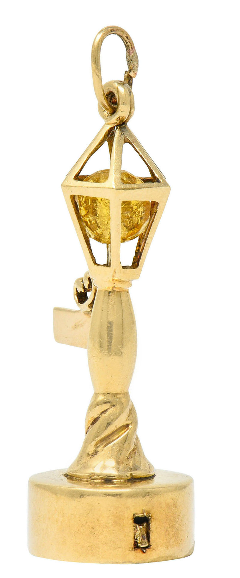 1960's Litacharm Inc. Vintage 14 Karat Gold Lamp Post Pendant Charmcharm - Wilson's Estate Jewelry