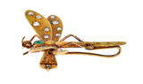 A.J Hedges & Co. Art Nouveau Emerald Diamond 14 Karat Yellow Gold Dragonfly Antique Brooch Wilson's Estate Jewelry