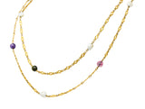 Victorian Multi-Gem Baroque Pearl 14 Karat Gold 52 Inch Chain NecklaceNecklace - Wilson's Estate Jewelry