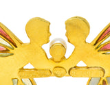 Masriera Ruby Pearl Plique-a-Jour Enamel 18 Karat Yellow Gold Fairy Pendant Brooch Wilson's Estate Jewelry