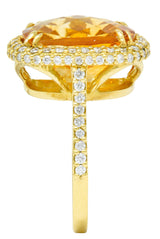 Sunny Citrine Diamond 18 Karat Gold Cocktail RingRing - Wilson's Estate Jewelry