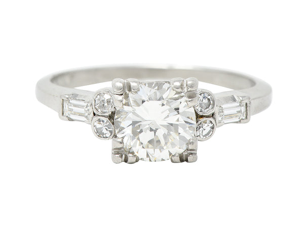Art Deco 1.53 CTW Transitional Cut Diamond Platinum Geometric Engagement Ring Wilson's Estate Jewelry