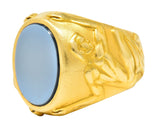 Carrera Y Carrera Onyx Agate 18 Karat Gold Atlas Unisex Signet RingRing - Wilson's Estate Jewelry