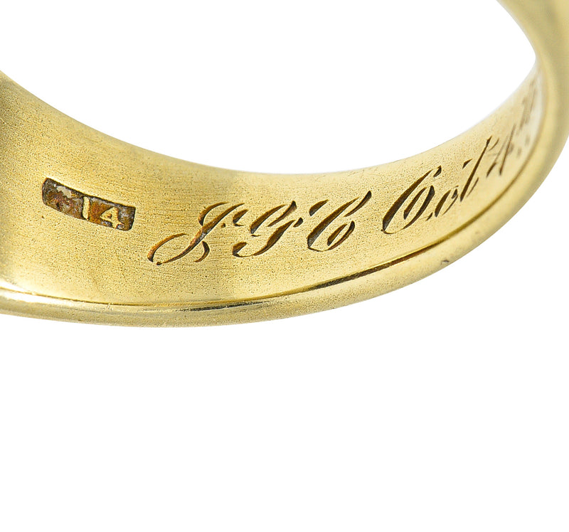 Axel Bros Art Deco Citrine 14 Karat Yellow Gold Lotus Antique Unisex Signet Ring