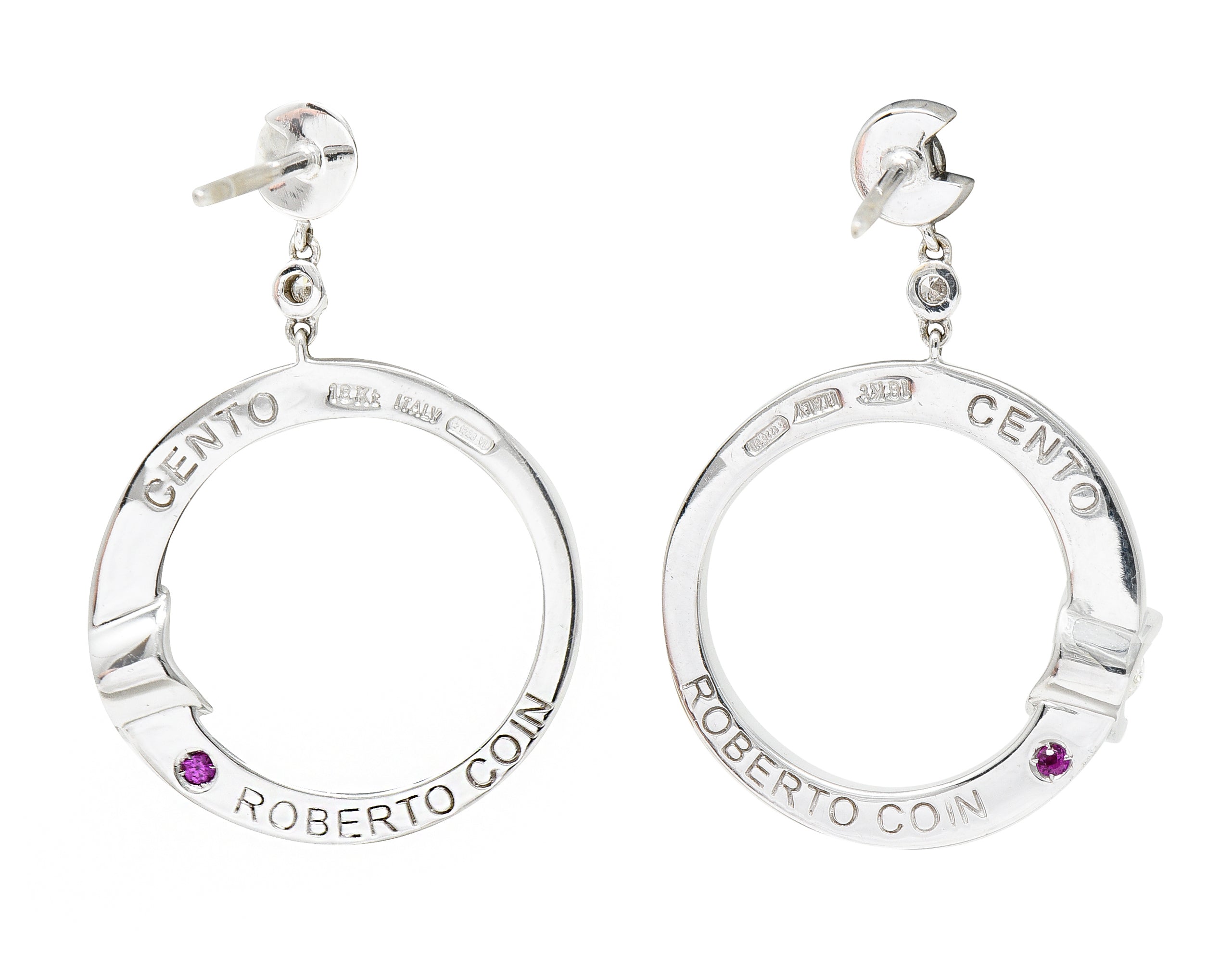 Roberto Coin 1.69 CTW Diamond 18 Karat White Gold Cento Drop Earrings Wilson's Estate Jewelry