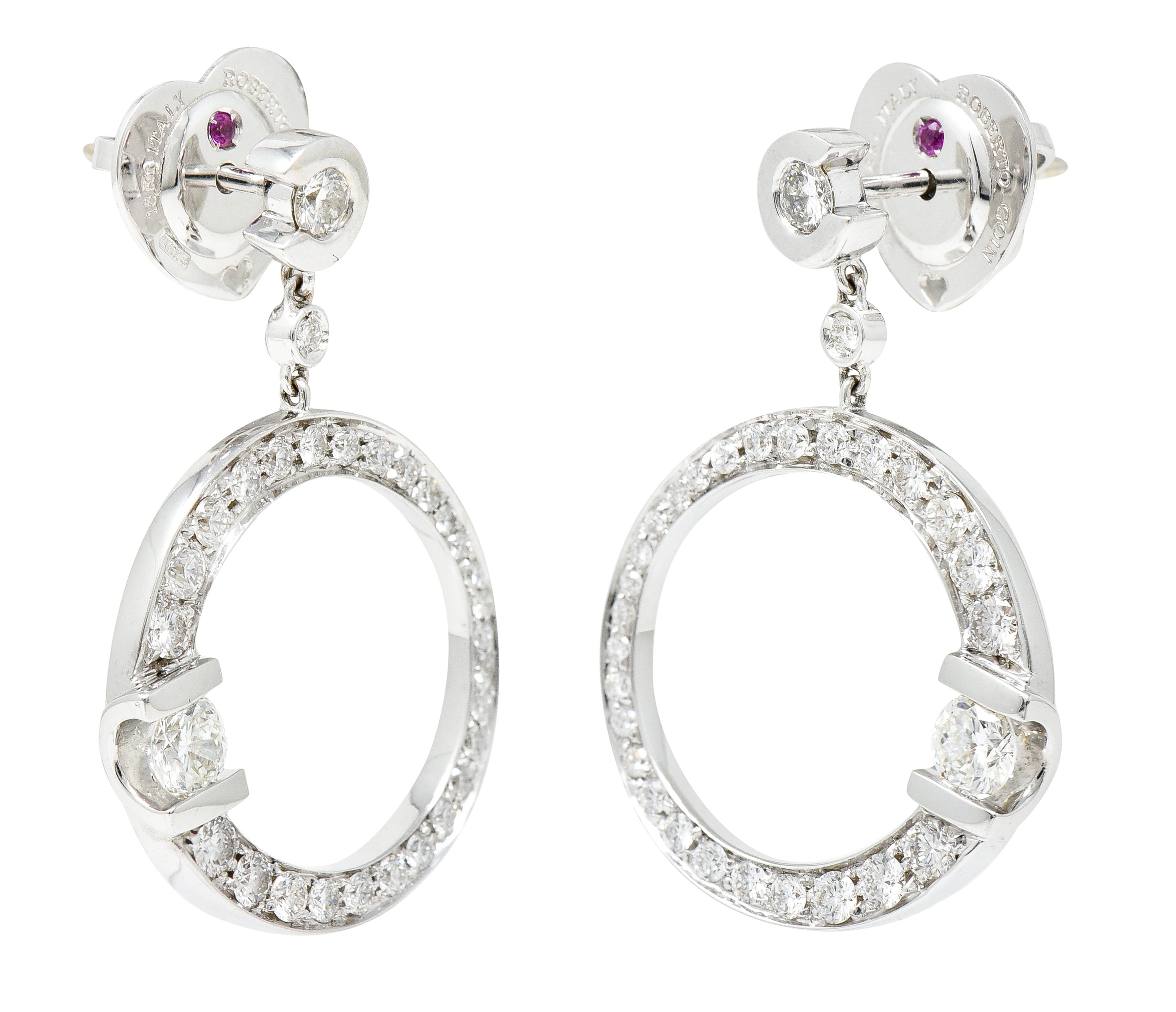 Roberto Coin 1.69 CTW Diamond 18 Karat White Gold Cento Drop Earrings Wilson's Estate Jewelry