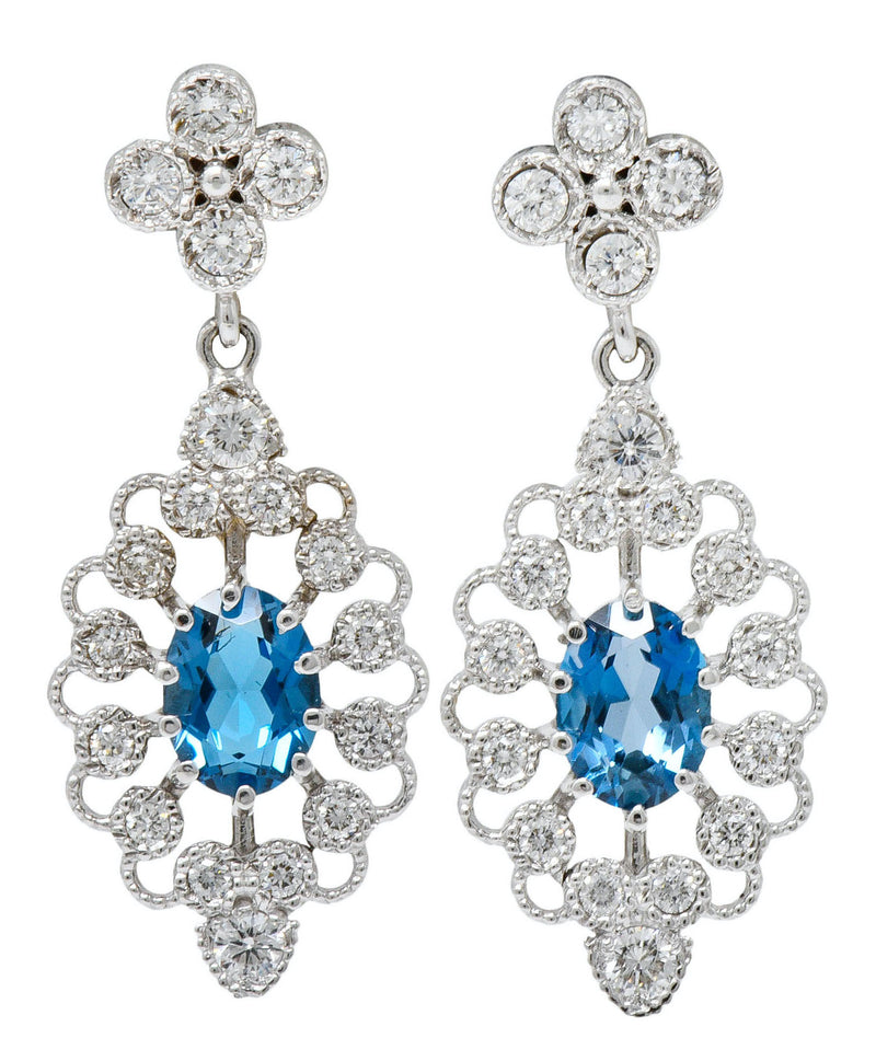 Fanciful London Blue Topaz Diamond 18 Karat Gold Drop EarringsEarrings - Wilson's Estate Jewelry