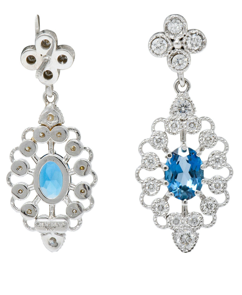 Fanciful London Blue Topaz Diamond 18 Karat Gold Drop EarringsEarrings - Wilson's Estate Jewelry