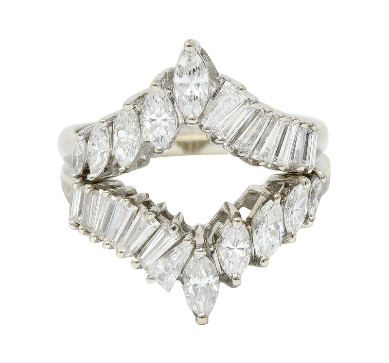 1950's Mid-Century 2.00 CTW Diamond 14 Karat White Gold Chevron Band RingsRing - Wilson's Estate Jewelry