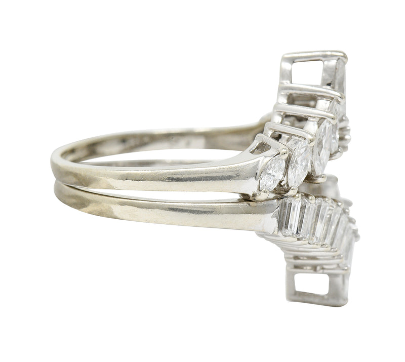 1950's Mid-Century 2.00 CTW Diamond 14 Karat White Gold Chevron Band RingsRing - Wilson's Estate Jewelry