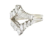 1950's Mid-Century 2.00 CTW Diamond 14 Karat White Gold Chevron Band RingsRing - Wilson's Estate Jewelry