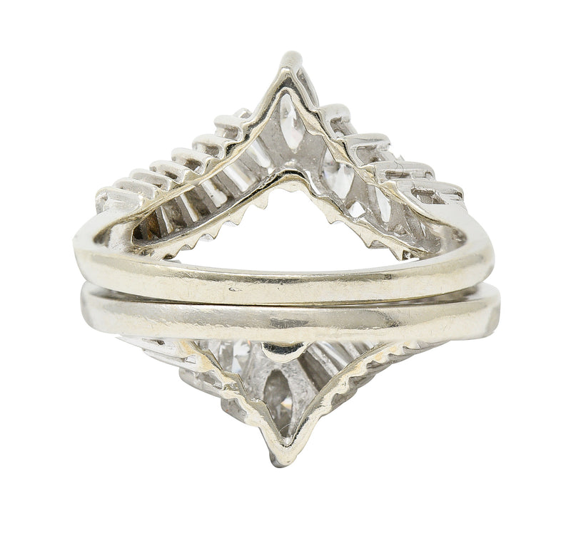 1950's Mid-Century 2.00 CTW Diamond 14 Karat White Gold Chevron Band RingsRing - Wilson's Estate Jewelry