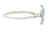 Modern Pear Cut Aquamarine Diamond Halo 18 Karat White Gold RingRing - Wilson's Estate Jewelry