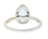Modern Pear Cut Aquamarine Diamond Halo 18 Karat White Gold RingRing - Wilson's Estate Jewelry