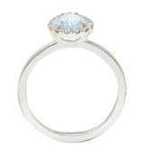 Modern Pear Cut Aquamarine Diamond Halo 18 Karat White Gold RingRing - Wilson's Estate Jewelry