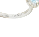 Modern Pear Cut Aquamarine Diamond Halo 18 Karat White Gold RingRing - Wilson's Estate Jewelry