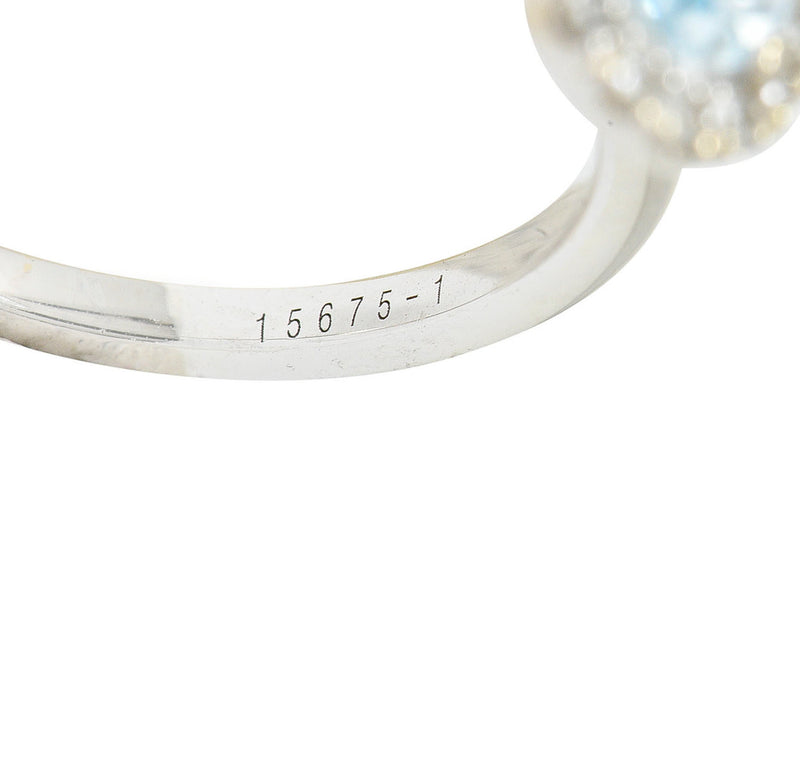 Modern Pear Cut Aquamarine Diamond Halo 18 Karat White Gold RingRing - Wilson's Estate Jewelry