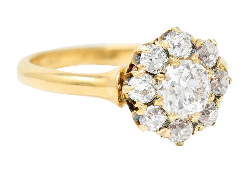 1892 Victorian 1.25 CTW Diamond 18 Karat Gold Cluster Ring GIA | Wilson ...