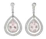 Modern Morganite Diamond Platinum Drop EarringsEarrings - Wilson's Estate Jewelry