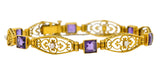 1905 Art Nouveau Amethyst Pearl 14 Karat Gold Link Braceletbracelet - Wilson's Estate Jewelry