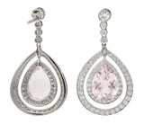 Modern Morganite Diamond Platinum Drop EarringsEarrings - Wilson's Estate Jewelry