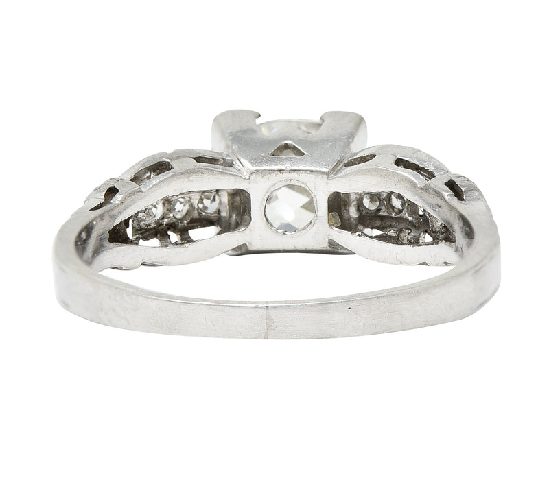 Art Deco 1.16 CTW Diamond Platinum Buckle Engagement Ring Wilson's Estate Jewelry