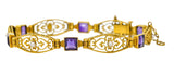 1905 Art Nouveau Amethyst Pearl 14 Karat Gold Link Braceletbracelet - Wilson's Estate Jewelry