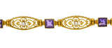 1905 Art Nouveau Amethyst Pearl 14 Karat Gold Link Braceletbracelet - Wilson's Estate Jewelry