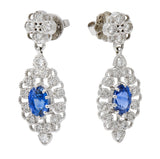 Contemporary 2.35 CTW Sapphire Diamond 18 Karat Gold Drop EarringsEarrings - Wilson's Estate Jewelry