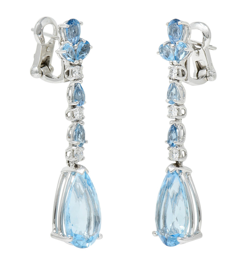 Vintage 13.50 CTW Aquamarine Diamond Platinum Drop EarringsEarrings - Wilson's Estate Jewelry