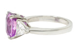 1980's Vintage 6.20 CTW Pink Sapphire Diamond Platinum Three Stone RingRing - Wilson's Estate Jewelry