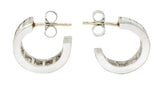 Vintage 2.75 CTW Diamond Platinum Huggie Hoop EarringsEarrings - Wilson's Estate Jewelry