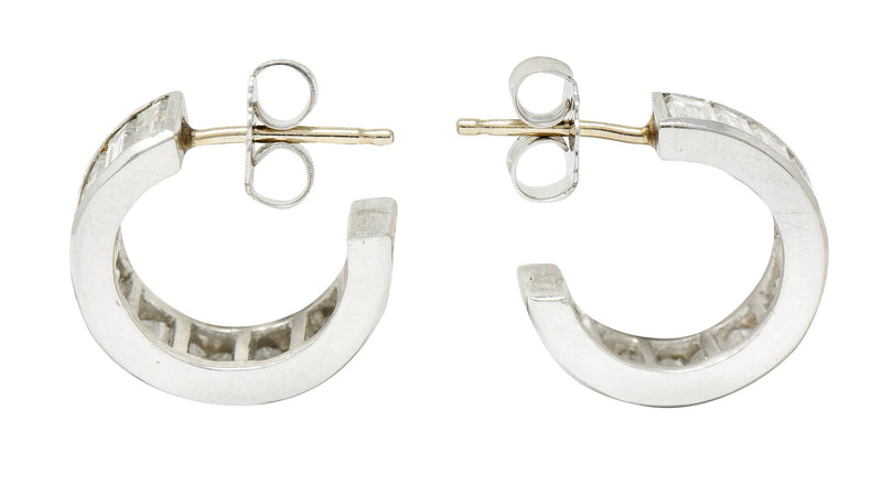 Vintage 2.75 CTW Diamond Platinum Huggie Hoop EarringsEarrings - Wilson's Estate Jewelry