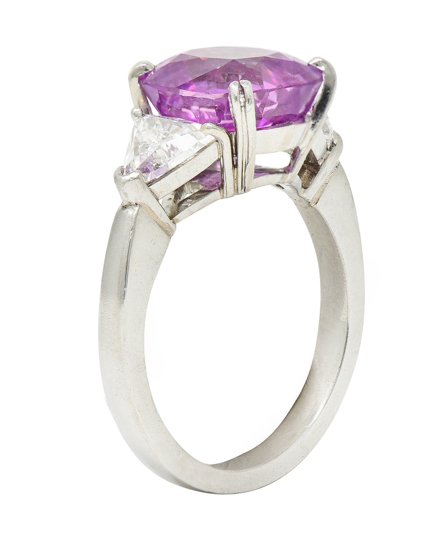 1980's Vintage 6.20 CTW Pink Sapphire Diamond Platinum Three Stone RingRing - Wilson's Estate Jewelry