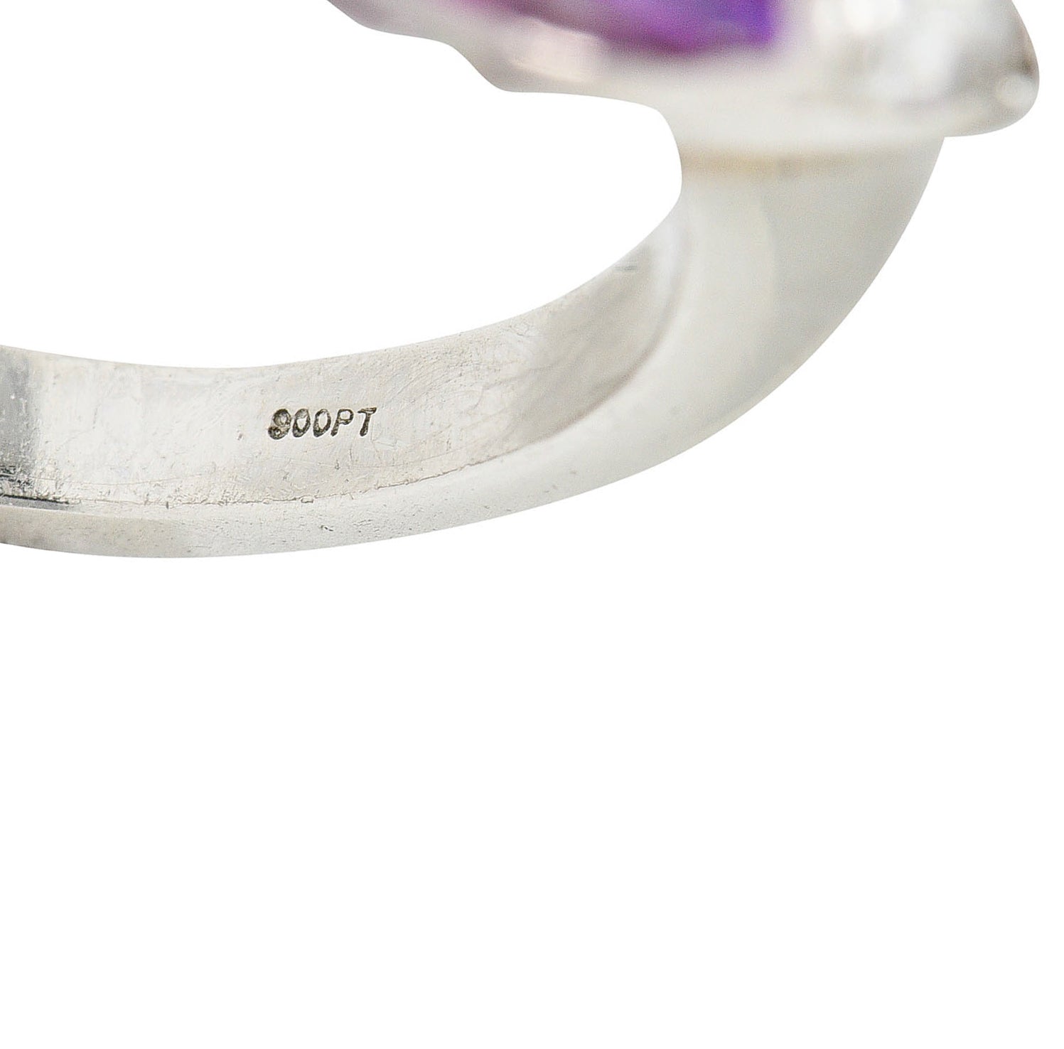 1980's Vintage 6.20 CTW Pink Sapphire Diamond Platinum Three Stone RingRing - Wilson's Estate Jewelry