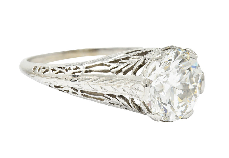 Edwardian 2.41 CTW Diamond Platinum Pinecone Engagement RingRing - Wilson's Estate Jewelry