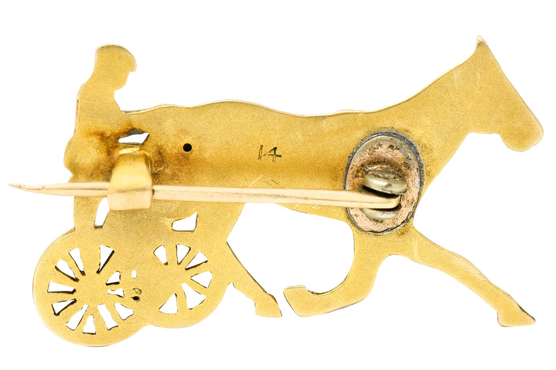 Victorian Ruby 14 Karat Gold Driving Horse Brooch Circa 1900Brooch - Wilson's Estate Jewelry