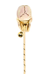 Vintage Bone Diamond 18 Karat Gold Smoking Skull StickpinStick Pin - Wilson's Estate Jewelry