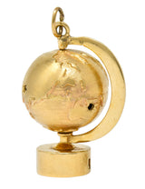 1960's Litacharm Inc. Vintage 14 Karat Gold Globe Pendant Charmcharm - Wilson's Estate Jewelry