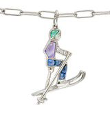 Tiffany & Co. Sapphire Amethyst Emerald Diamond Platinum Ski Charm Braceletbracelet - Wilson's Estate Jewelry