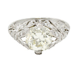 Vintage 2.35 CTW Diamond Platinum Flower Engagement Ring Wilson's Estate Jewelry
